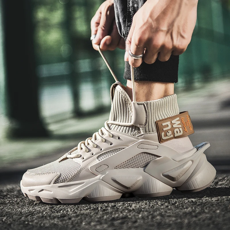 Spring/Autumn Men Walking Sneakers Black BeigeRunning Shoes For Male High Top Sock Sport Shoes Men Designer Jogging Sneakers Man 
Spring/Autumn Men Walking Sneakers Black BeigeRunning Shoes For Male High Top Sock Sport Shoes Men Designer Jogging Sneakers Man