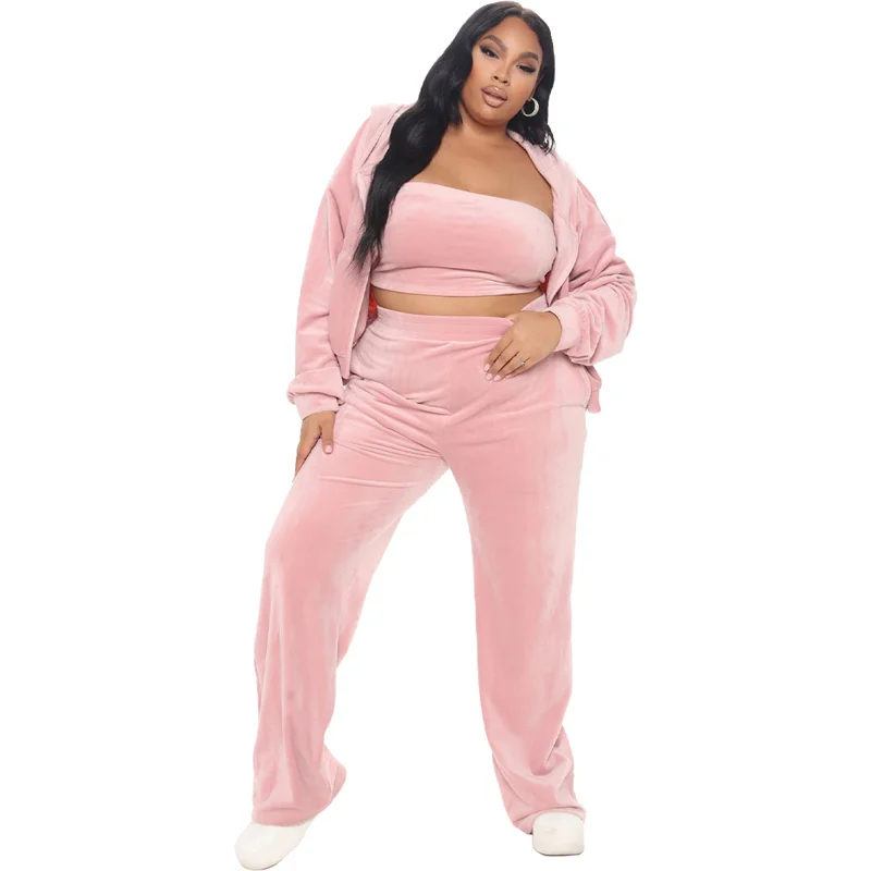 Женский бархатный костюм из трех предметов, повседневная одежда с длинным рукавом, пальто на молнии, жилет, широкие брюки, подходящие компле... 
Женский бархатный костюм из трех предметов, повседневная одежда с длинным рукавом, пальто на молнии, жилет, широкие брюки, подходящие компле...