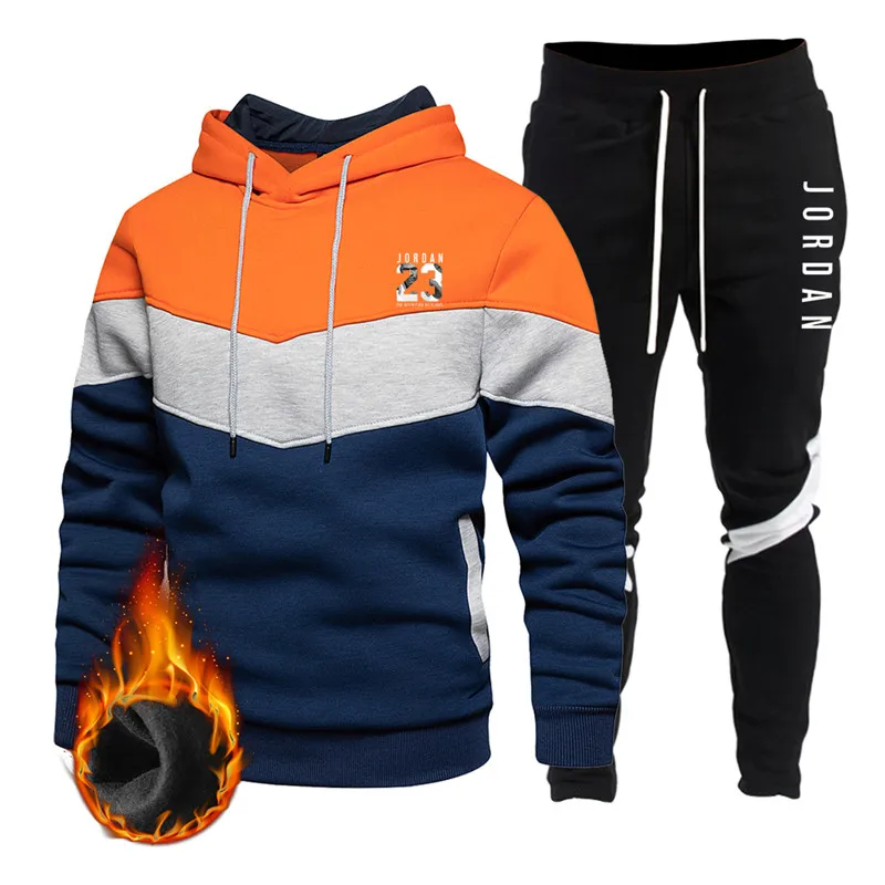 Stitching New Men's Hooded Sports Suit Cotton Polyester Drawstring Sportswear Trendy Fashion Fpring And Summer Pullover Suit
Stitching New Men's Hooded Sports Suit Cotton Polyester Drawstring Sportswear Trendy Fashion Fpring And Summer Pullover Suit