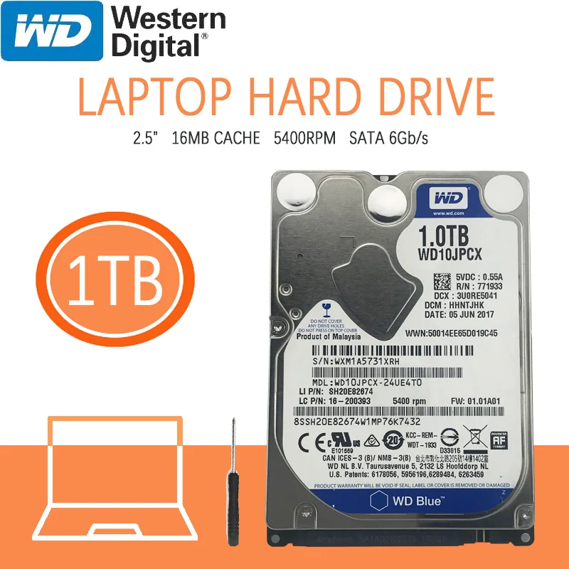 

WD Blue 1TB Notebook Hard Drive Disk 5400 RPM 2.5" Internal HDD HD Harddisk SATA III 16M Cache 7mm for Gaming Home PS4 Laptop