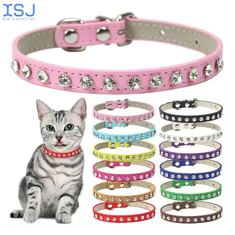 Pu Leather Small Dog Collar Crystal Hot Bling Rhinestone Puppy Cat Collars Necklace Neck Strap Personality Pet Products
Pu Leather Small Dog Collar Crystal Hot Bling Rhinestone Puppy Cat Collars Necklace Neck Strap Personality Pet Products