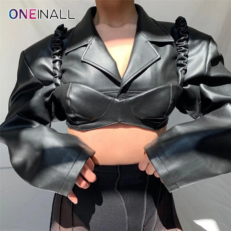 Женская уличная куртка из ПУ кожи ONEINALL, однотонные свободные короткие топы с отложным воротником на одной пуговице и длинным рукавом, осенн...
Женская уличная куртка из ПУ кожи ONEINALL, однотонные свободные короткие топы с отложным воротником на одной пуговице и длинным рукавом, осенн...