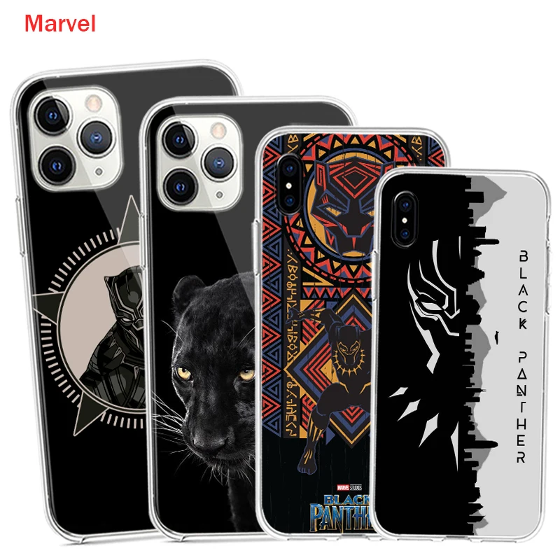 Силиконовый чехол черный пантера Art для Apple IPhone 12 11 Pro XS MAX XR X 8 7 6S 6 Plus 5S SE