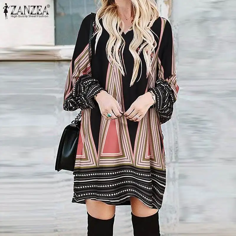ZANZEA Female V Neck Casual Robe Summer Sundress Long Sleeve Printed Vestidos Femme Clothing Oversized Fashion Women Mini Dress
ZANZEA Female V Neck Casual Robe Summer Sundress Long Sleeve Printed Vestidos Femme Clothing Oversized Fashion Women Mini Dress