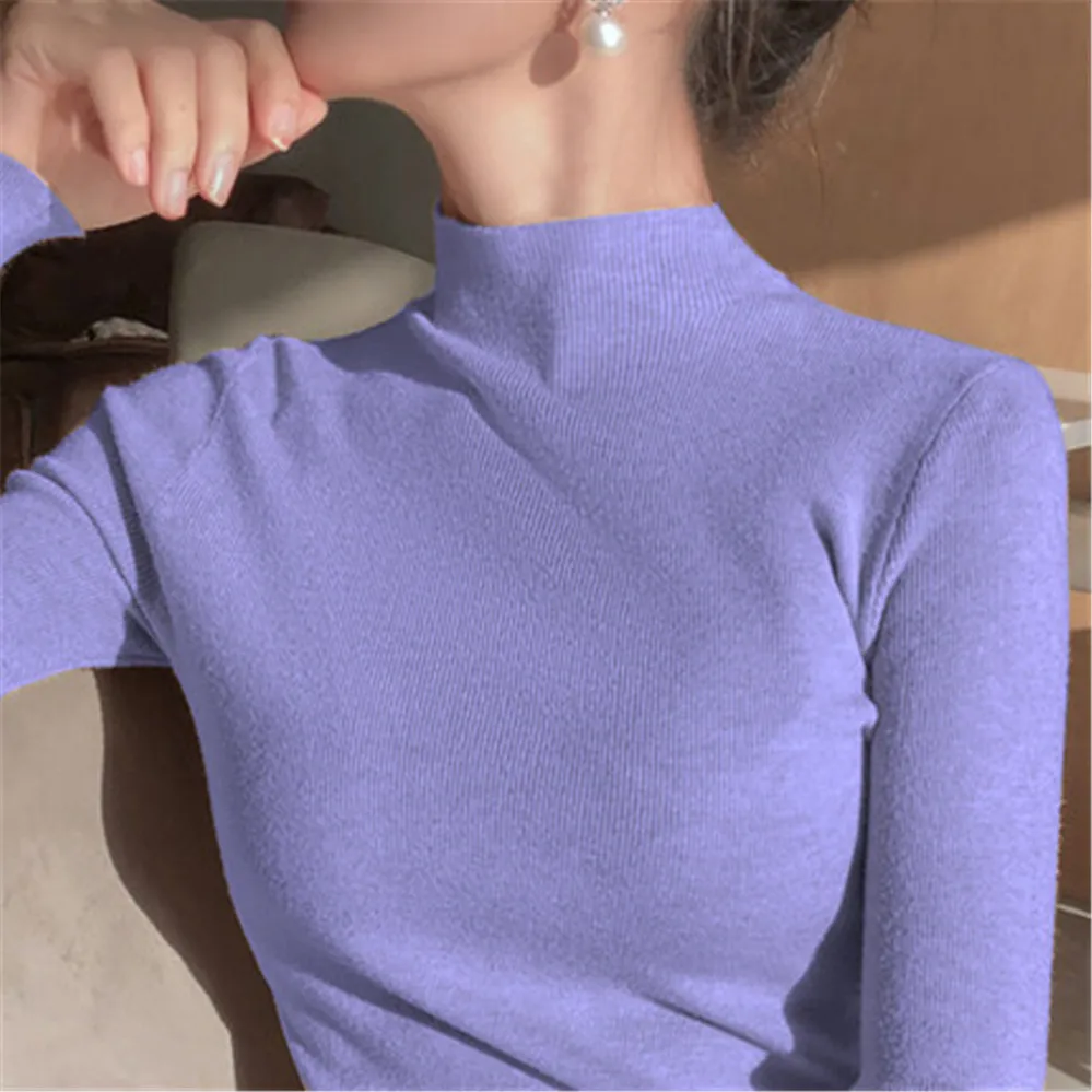 Новинка 2021 вязаные женские водолазки свитера пуловеры базовый женский свитер с