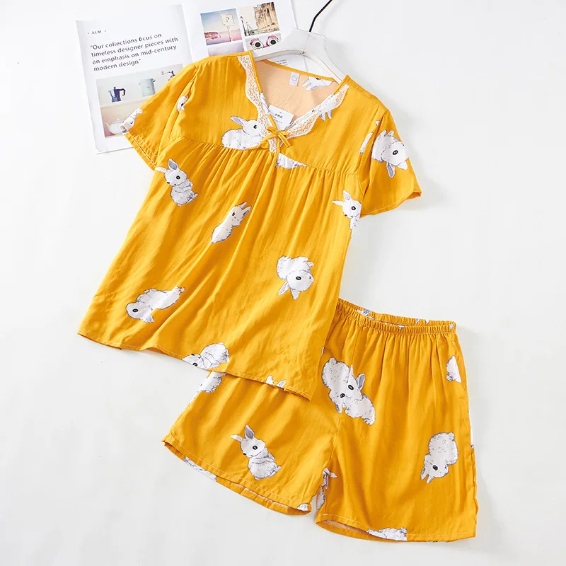 Cotton Pajamas Set Female Summer Large Size Loose Style Short Sleeve Shorts Pijamas Mujer Casual Homewear V-neck Pyjama Femme
Cotton Pajamas Set Female Summer Large Size Loose Style Short Sleeve Shorts Pijamas Mujer Casual Homewear V-neck Pyjama Femme