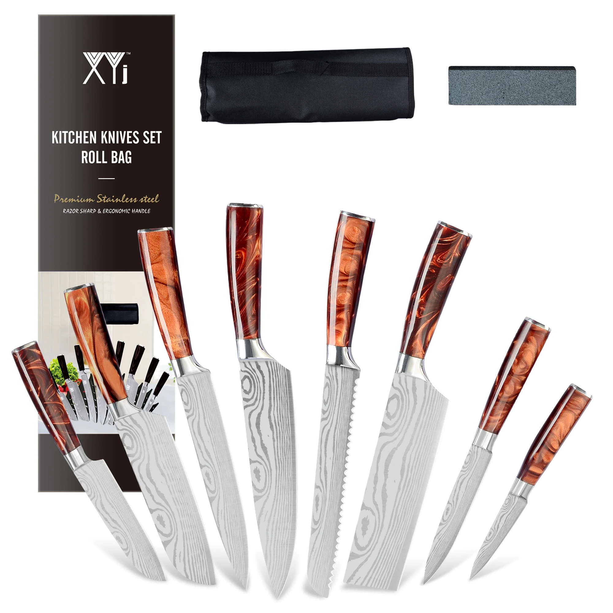 Professional Knife Set Kitchen Stainless Steel Vein Damascus Pattern Japanese Chef Knives Kit Roll Bag Sharp Cooking Knifes Tool
Professional Knife Set Kitchen Stainless Steel Vein Damascus Pattern Japanese Chef Knives Kit Roll Bag Sharp Cooking Knifes Tool
