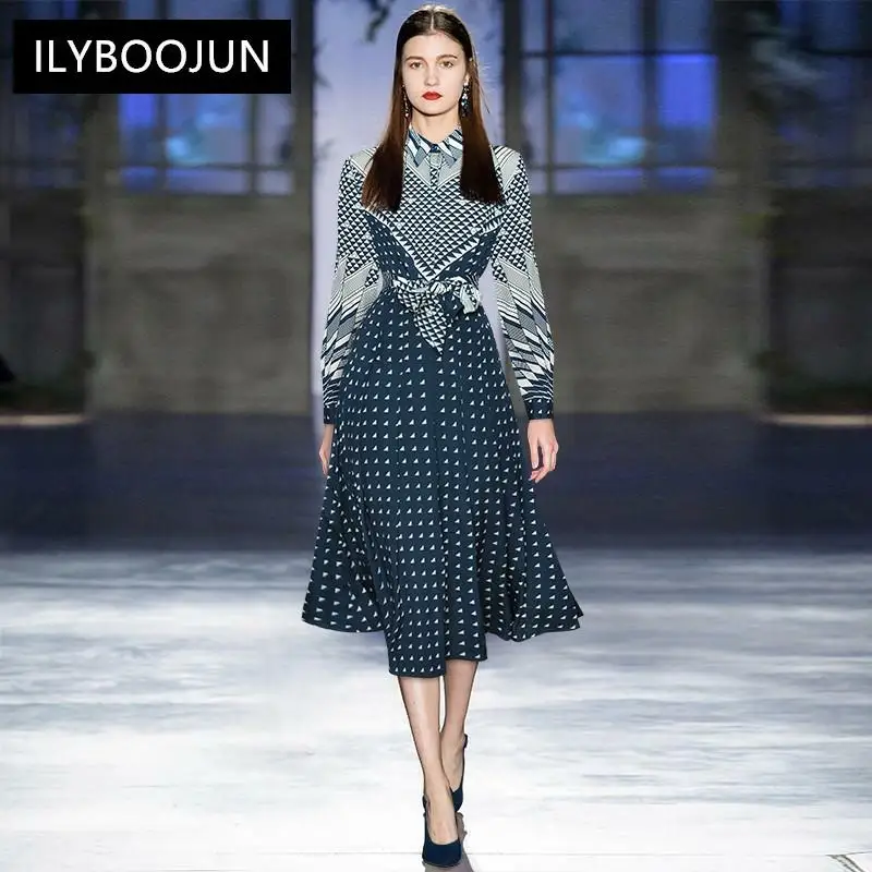 Fashion Runway Dress Autumn Women's Dress Turn-down Collar Long Sleeve Single-breasted Polka Dot Printed Midi Dress
Fashion Runway Dress Autumn Women's Dress Turn-down Collar Long Sleeve Single-breasted Polka Dot Printed Midi Dress