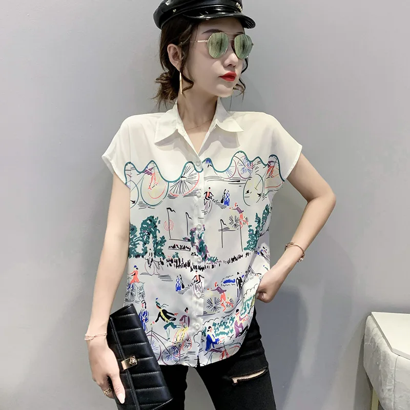 Summer New Bohemian Retro Shirt Female Lapel Single-breasted Short Sleeve Loose and Thin All-match Holiday Travel Blouse 2021
Summer New Bohemian Retro Shirt Female Lapel Single-breasted Short Sleeve Loose and Thin All-match Holiday Travel Blouse 2021