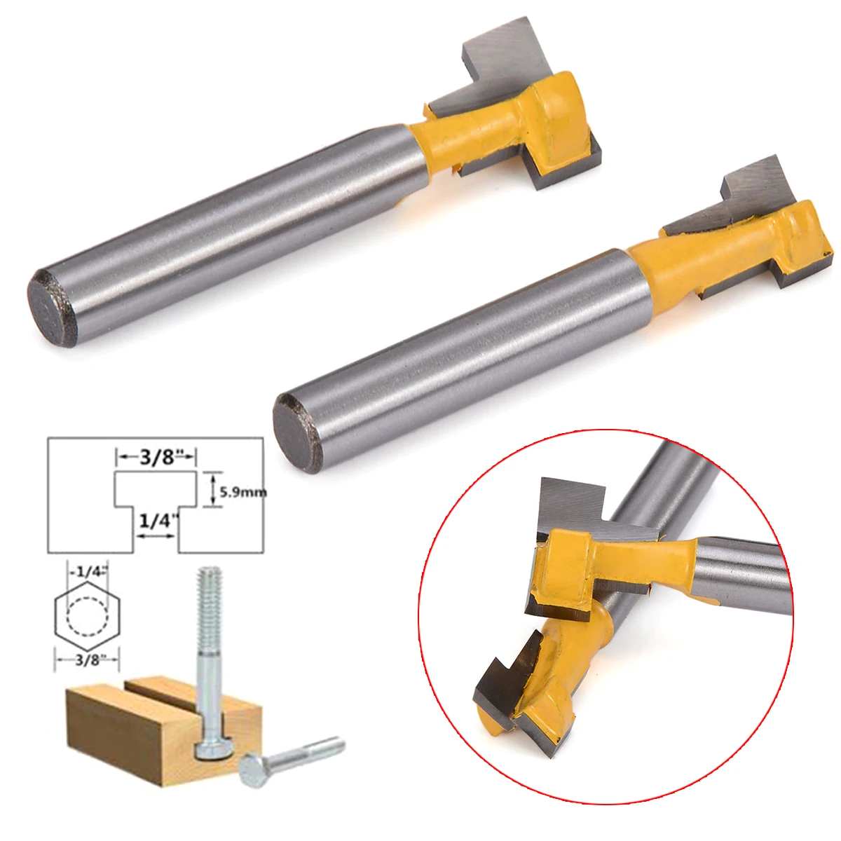 2Pcs 3/8'' & 1/2'' T-Slot Cutter Wood Router Bit Carbide Cutter For Woodworking Hex Bolt T-track Slotting Milling Cutters
2Pcs 3/8'' & 1/2'' T-Slot Cutter Wood Router Bit Carbide Cutter For Woodworking Hex Bolt T-track Slotting Milling Cutters