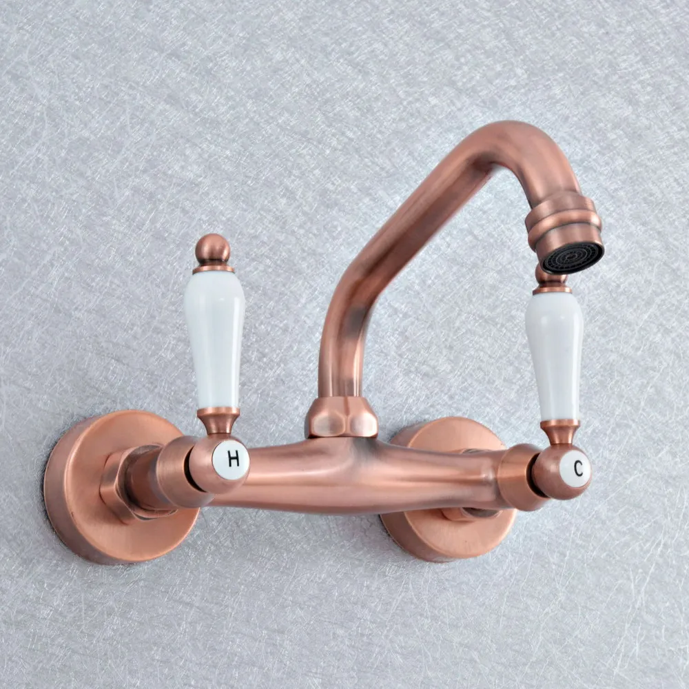 Antique Red Copper Brass Wall Mounted Kitchen Wet Bar Bathroom Sink Faucet Swivel Spout Mixer Tap Dual Ceramic Handles asf879
Antique Red Copper Brass Wall Mounted Kitchen Wet Bar Bathroom Sink Faucet Swivel Spout Mixer Tap Dual Ceramic Handles asf879
