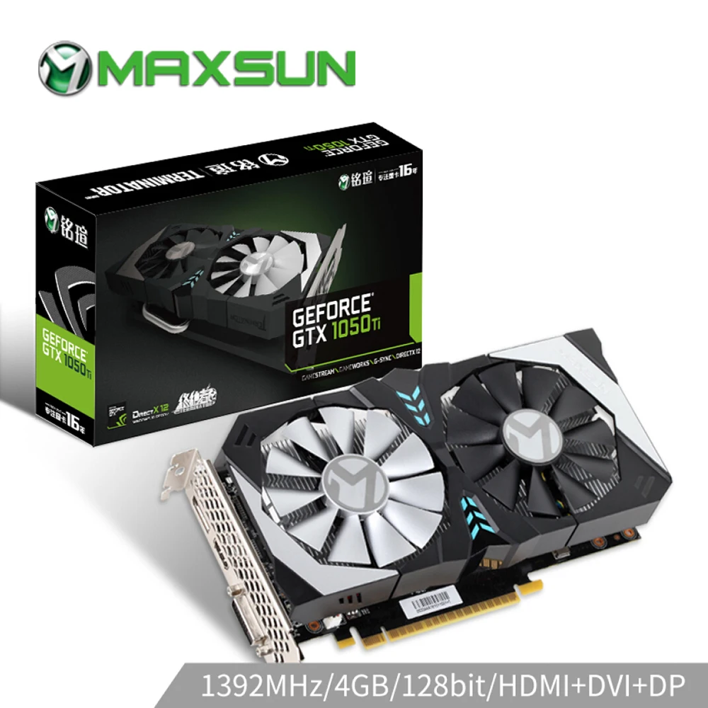 MAXSUN графическая карта GTX 1050Ti Terminator 4G GPU 128bit GDDR5 NVIDIA 7000 МГц 1291 1392 6Pin gtx1050ti видеокарта