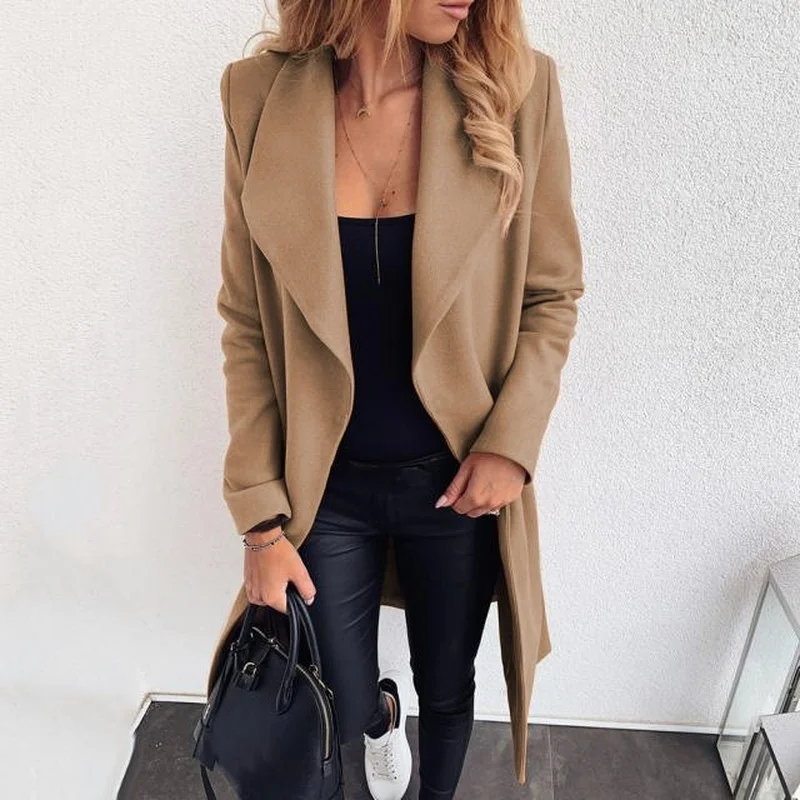 Autumn and Winter Solid Color Casual Woolen Coat Women's Long Sleeves Turndown Collar Adjustable Waist Blends
Autumn and Winter Solid Color Casual Woolen Coat Women's Long Sleeves Turndown Collar Adjustable Waist Blends