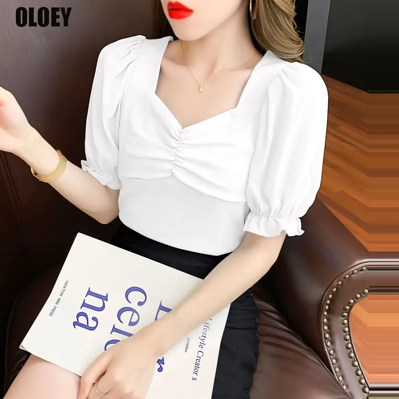 Female Net Red Cautious Machine Backless Foreign Bubble Sleeve V-Neck Shirt Female 2021 Summer Korean Design Pleated White Top
Female Net Red Cautious Machine Backless Foreign Bubble Sleeve V-Neck Shirt Female 2021 Summer Korean Design Pleated White Top