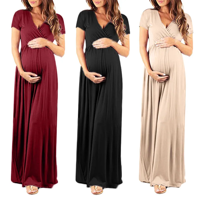New Sexy V-neck Maternity Dresses Short Sleeve Pleated Pregnant Women Dresses Beautiful Clothes Pregnancy Party Evening Dress
New Sexy V-neck Maternity Dresses Short Sleeve Pleated Pregnant Women Dresses Beautiful Clothes Pregnancy Party Evening Dress