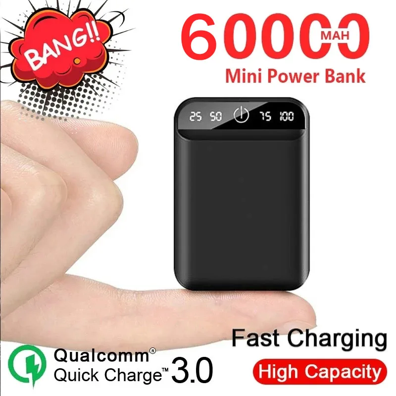 Mini Portable Power Bank With Dual USB Ports Outdoor Emergency External Battery 60000mAh Power Bank For Xiaomi Samsung Lphone
Mini Portable Power Bank With Dual USB Ports Outdoor Emergency External Battery 60000mAh Power Bank For Xiaomi Samsung Lphone