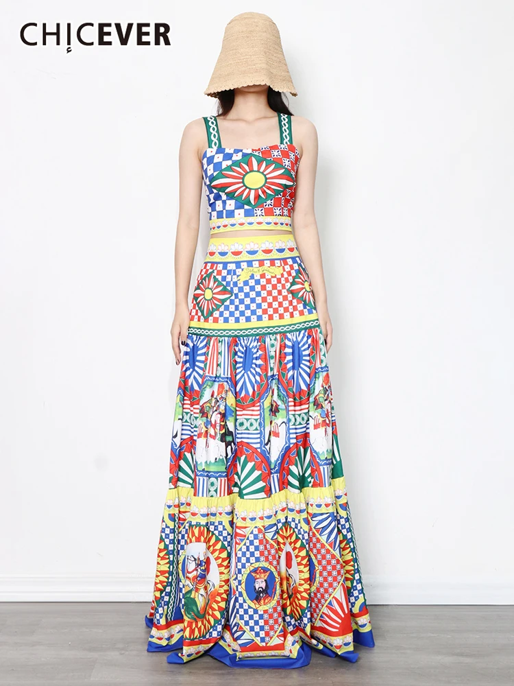 CHICEVER Hit Color Print Two Piece Set For Women Square Tank Tops Maxi Skirts Female Sets Fashion New Clothing 2021 Stylish
CHICEVER Hit Color Print Two Piece Set For Women Square Tank Tops Maxi Skirts Female Sets Fashion New Clothing 2021 Stylish