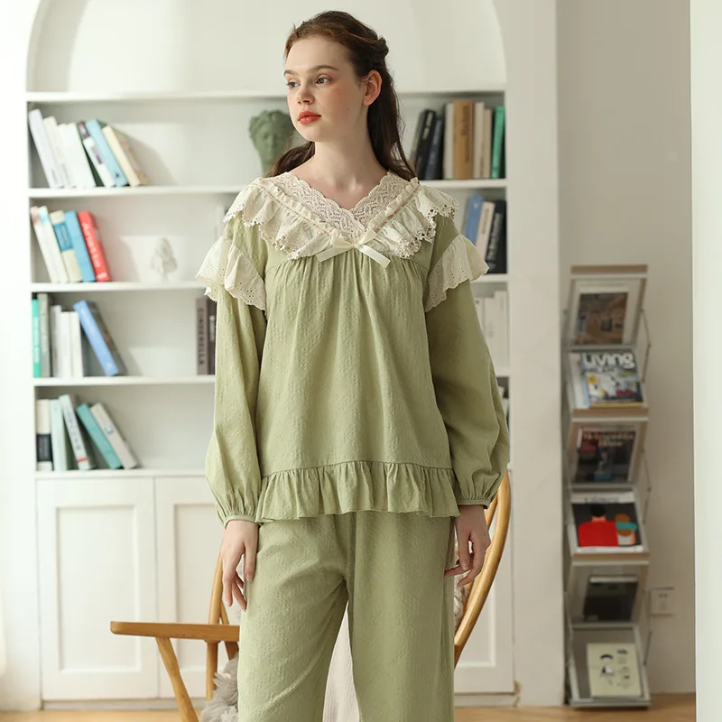 New Autumn Women Pajamas Set Simple Solid Pure Cotton Home Clothes Two Piece Suit Long Sleeve Sleepwear Lady Leisure Loungewear
New Autumn Women Pajamas Set Simple Solid Pure Cotton Home Clothes Two Piece Suit Long Sleeve Sleepwear Lady Leisure Loungewear
