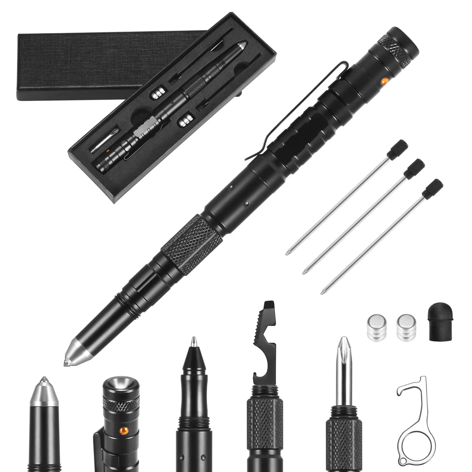 10 in 1 Flashlight Tactical Pen Multifunctional Outdoor Survival Tool Self Defense
10 in 1 Flashlight Tactical Pen Multifunctional Outdoor Survival Tool Self Defense