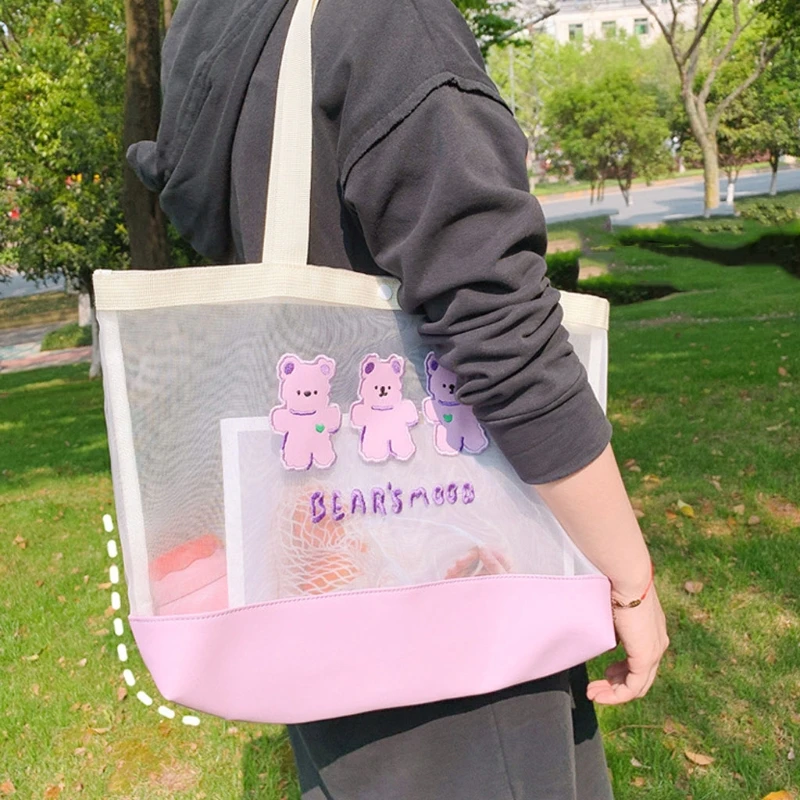 63HC Women Ladies Cute Mesh Bear Handbag Lady Top Handle Casual Tote Portable Shopping Bags Purse
63HC Women Ladies Cute Mesh Bear Handbag Lady Top Handle Casual Tote Portable Shopping Bags Purse