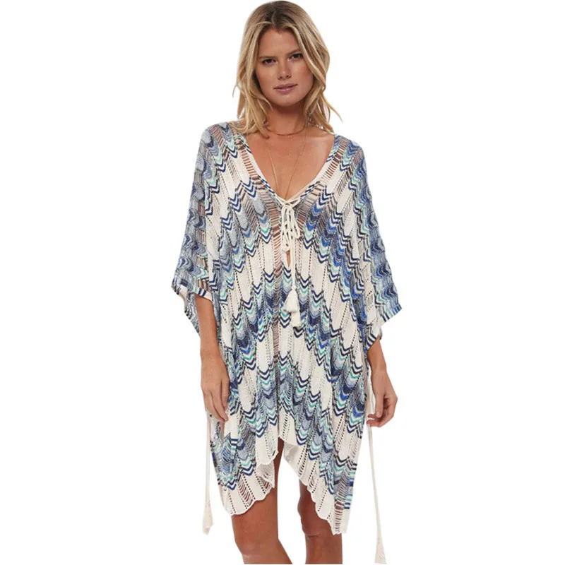 Women's Color Matching Stripe Sunscreen Clothes Lace Up V-Neck Backless Dress Sexy Bikini Smock Loose Casual Holiday Beach Wear
Women's Color Matching Stripe Sunscreen Clothes Lace Up V-Neck Backless Dress Sexy Bikini Smock Loose Casual Holiday Beach Wear