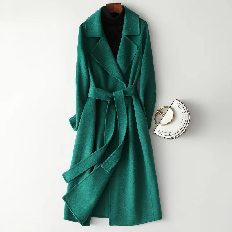 Winter Coat Women 2021 New Lapel Lace Up Fashion High Quality Double Sided Cashmere Long Wool Coat Female Thick Warm Overcoat
Winter Coat Women 2021 New Lapel Lace Up Fashion High Quality Double Sided Cashmere Long Wool Coat Female Thick Warm Overcoat