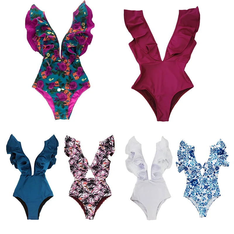 Ms. Sexy Summer European Style Flounced V-neck One-piece Swimsuit Dew-sided Printing Lining Women
Ms. Sexy Summer European Style Flounced V-neck One-piece Swimsuit Dew-sided Printing Lining Women