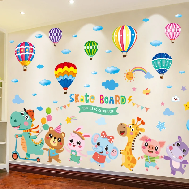 Cartoon Dinosaur Animals Wall Stickers DIY Hot Air Balloons Wall Decals for Kids Room Baby Bedroom Nursery Home Decoration
Cartoon Dinosaur Animals Wall Stickers DIY Hot Air Balloons Wall Decals for Kids Room Baby Bedroom Nursery Home Decoration
