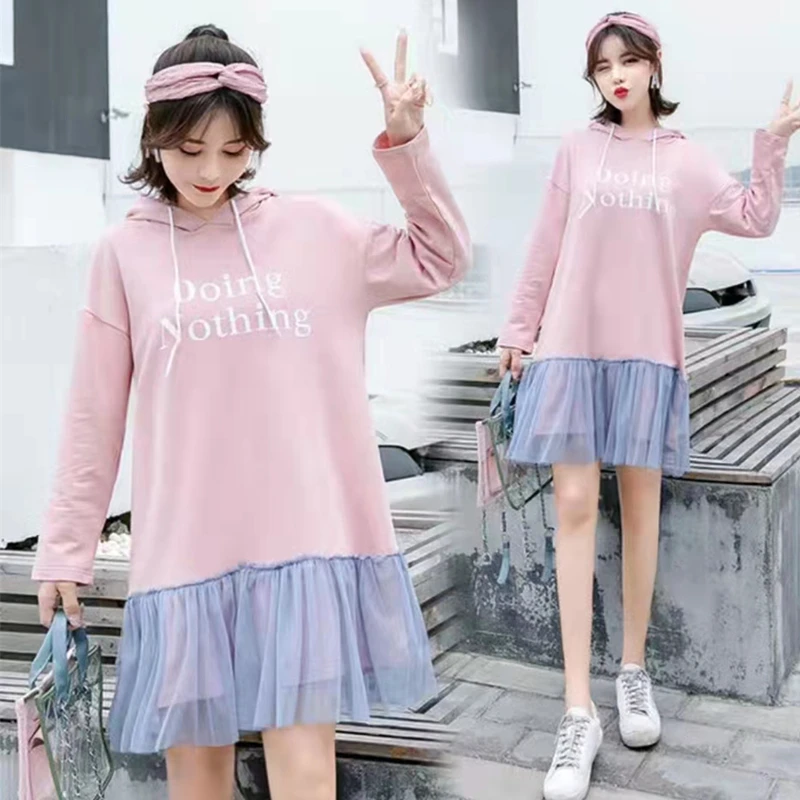 Pregnancy Dress Mesh Splicing Pregnancy Clothes Long Sleeve Loose Hoodies Hooded Letters Outwear Ruffle Casual Maternity Gown
Pregnancy Dress Mesh Splicing Pregnancy Clothes Long Sleeve Loose Hoodies Hooded Letters Outwear Ruffle Casual Maternity Gown