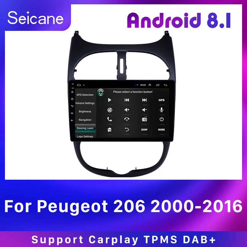 Фото Seicane автомобильный Android 8 1 gps Авторадио 9 ''HD Navi 2Din для peugeot 206 2000 2016 AUX сенсорный(Aliexpress на русском)