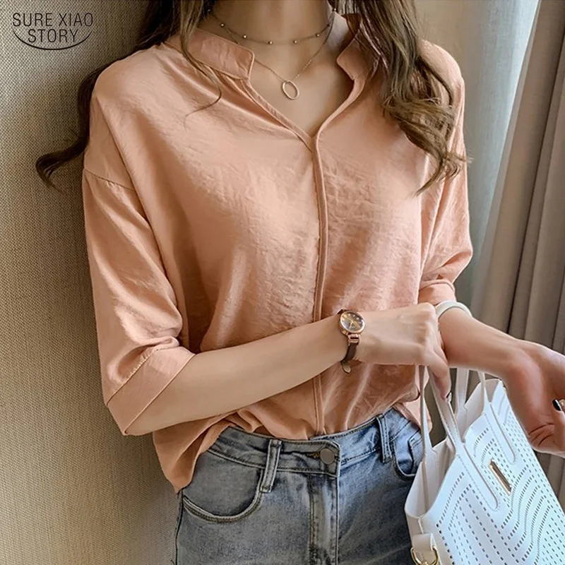 Casual Loose V Neck Blouse Women 2021 Summer Pullover Ladies Tops Blusas Office Plus Size Solid Elegant Chiffon Shirt 9998
Casual Loose V Neck Blouse Women 2021 Summer Pullover Ladies Tops Blusas Office Plus Size Solid Elegant Chiffon Shirt 9998