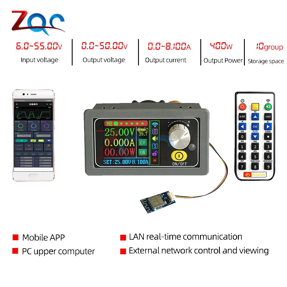 DC DC Buck Converter DC 6-55V to DC 0-50V CNC Adjustable Voltage Regulator CC CV Step Down Power Supply Module Bluetooth XY5008
DC DC Buck Converter DC 6-55V to DC 0-50V CNC Adjustable Voltage Regulator CC CV Step Down Power Supply Module Bluetooth XY5008