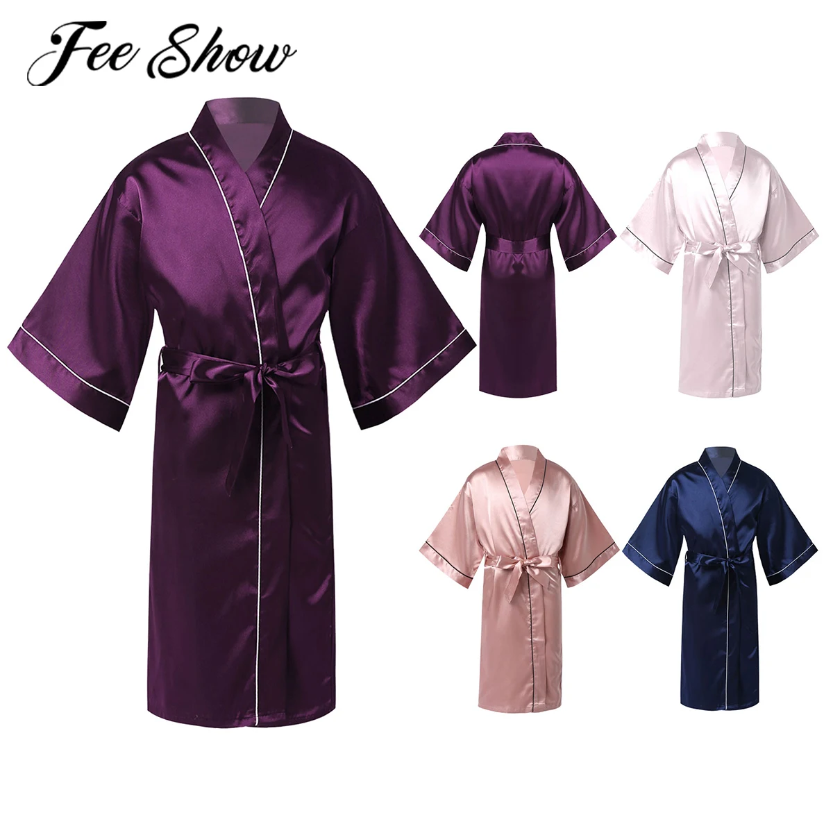 Kids Sleepwear Girls Kimono Robe Nightgown Solid Color Long Sleeve Faux Silk Bathrobe Nightwear Children Nightdress Boys Pajamas
Kids Sleepwear Girls Kimono Robe Nightgown Solid Color Long Sleeve Faux Silk Bathrobe Nightwear Children Nightdress Boys Pajamas