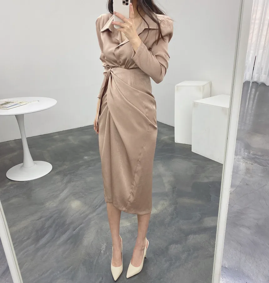 Business Wear Office Lady's Dress Bandage High-Waist Long Sleeve Turn-Down Collar Female Spring Vestido Shirt Dress For Women
Business Wear Office Lady's Dress Bandage High-Waist Long Sleeve Turn-Down Collar Female Spring Vestido Shirt Dress For Women