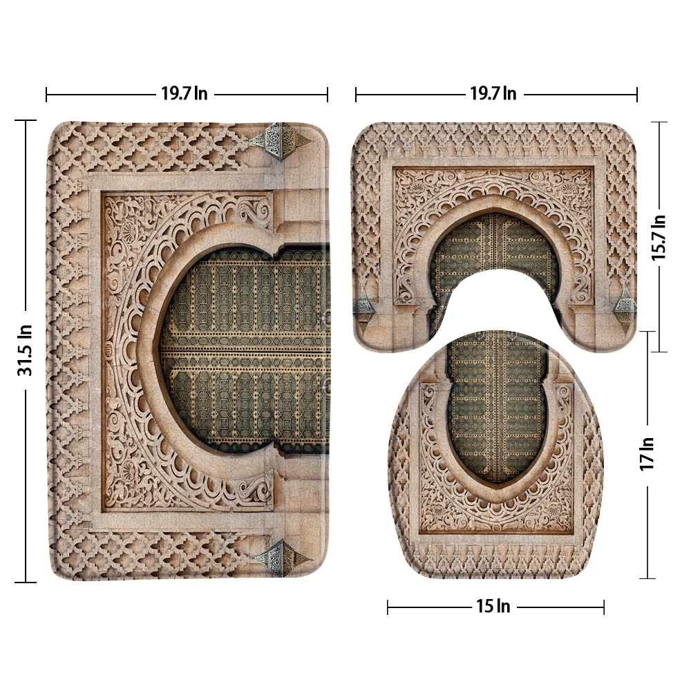 African Moroccan Ancient Door Bath Mat Set Vintage Building Design Lavatory Rugs Home Bathroom Decor Toilet Cover U-Shaped Pad
African Moroccan Ancient Door Bath Mat Set Vintage Building Design Lavatory Rugs Home Bathroom Decor Toilet Cover U-Shaped Pad