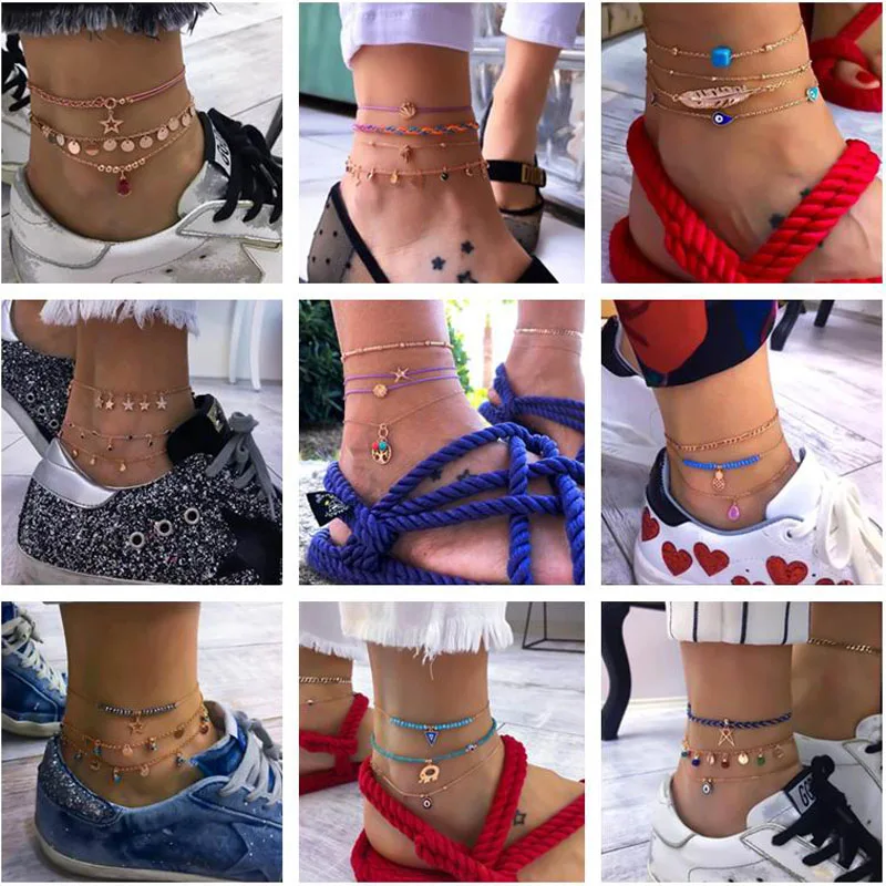 Bohemia Anklet Bracelet Stars Tassel Pendant Anklet Beaded Summer Beach Foot Chain Jewelry Fashion Gold Style Anklets for Women
Bohemia Anklet Bracelet Stars Tassel Pendant Anklet Beaded Summer Beach Foot Chain Jewelry Fashion Gold Style Anklets for Women