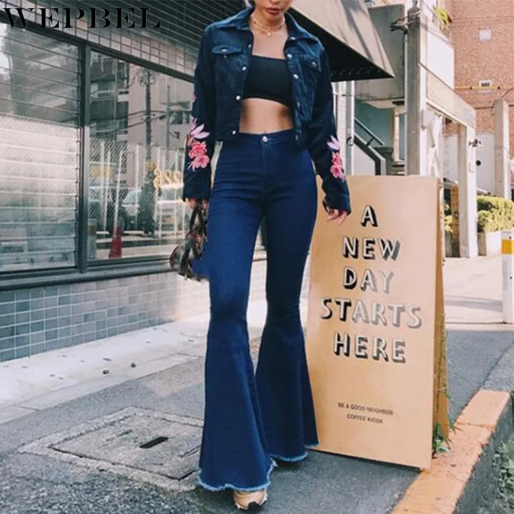 WEPBEL Women's Fashion Slim Jeans Spring and Summer Leisure High Waist Solid Color Button Denim Flare Pants
WEPBEL Women's Fashion Slim Jeans Spring and Summer Leisure High Waist Solid Color Button Denim Flare Pants
