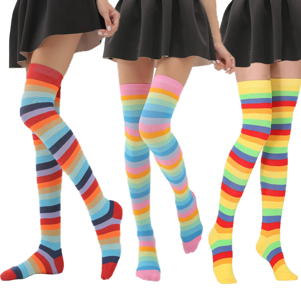 Чулки женские длинные радужные в разноцветную полоску, до бедра
Чулки женские длинные радужные в разноцветную полоску, до бедра