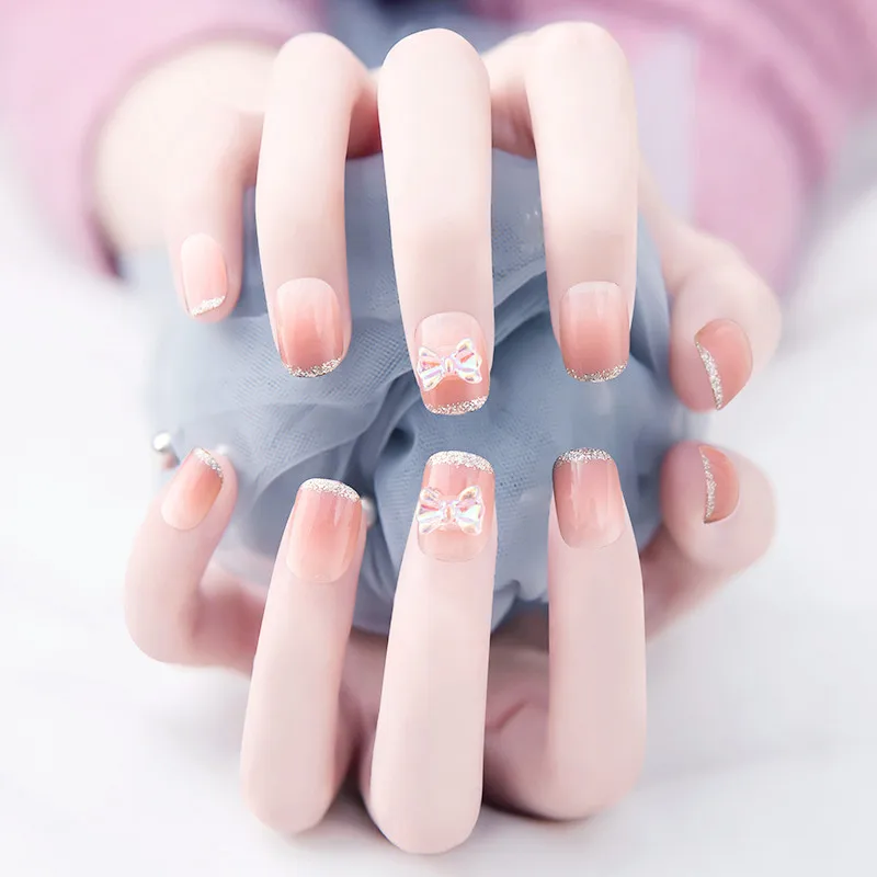 24PCS Shiny Bow Nail Patch Sweet Style Press On Nail Removable Midi Paragraph Manicure Save Time Glue Type Fake Nails SANA889 
24PCS Shiny Bow Nail Patch Sweet Style Press On Nail Removable Midi Paragraph Manicure Save Time Glue Type Fake Nails SANA889