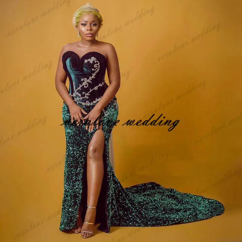 2021 Arabic Aso Ebi Green Sparkly Sequins Prom Dress Sweetheart High Split Formal Evening Party Second Reception Gowns
2021 Arabic Aso Ebi Green Sparkly Sequins Prom Dress Sweetheart High Split Formal Evening Party Second Reception Gowns