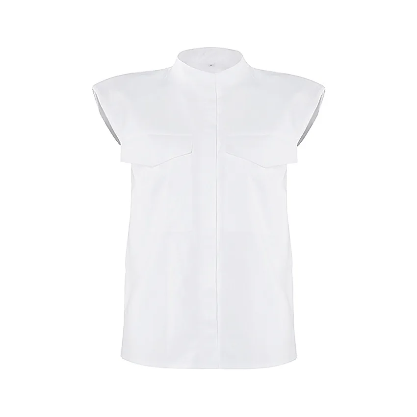 White Shirts Women 2021 Summer New Fashion Shoulder Pad Sleeveless Cotton Casual Blouse Elegant Jacket Outer Wear Office Lady
White Shirts Women 2021 Summer New Fashion Shoulder Pad Sleeveless Cotton Casual Blouse Elegant Jacket Outer Wear Office Lady