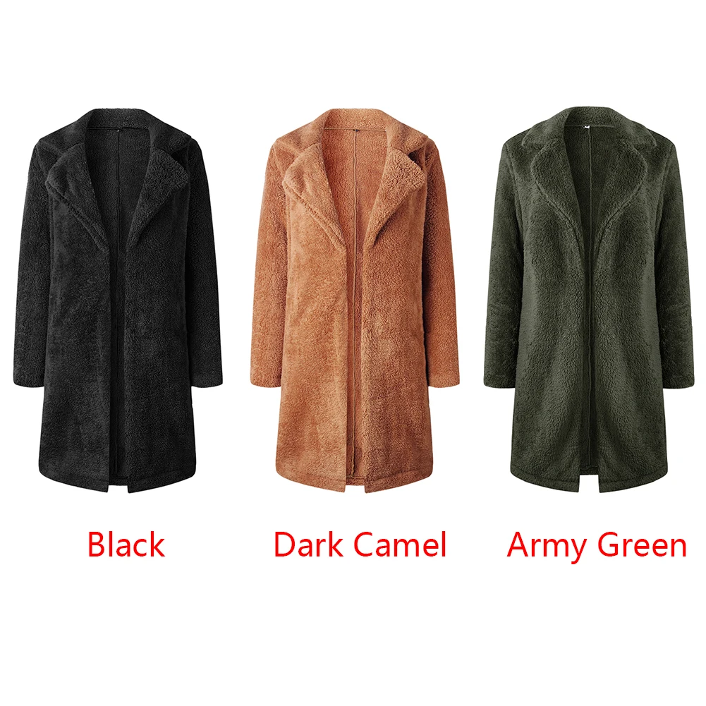 Women Casual Warm Coat Long Sleeve Artificial Fleece Outwear Jacket Lapel Cardigan Solid Trench Autumn Winter Ladies
Women Casual Warm Coat Long Sleeve Artificial Fleece Outwear Jacket Lapel Cardigan Solid Trench Autumn Winter Ladies