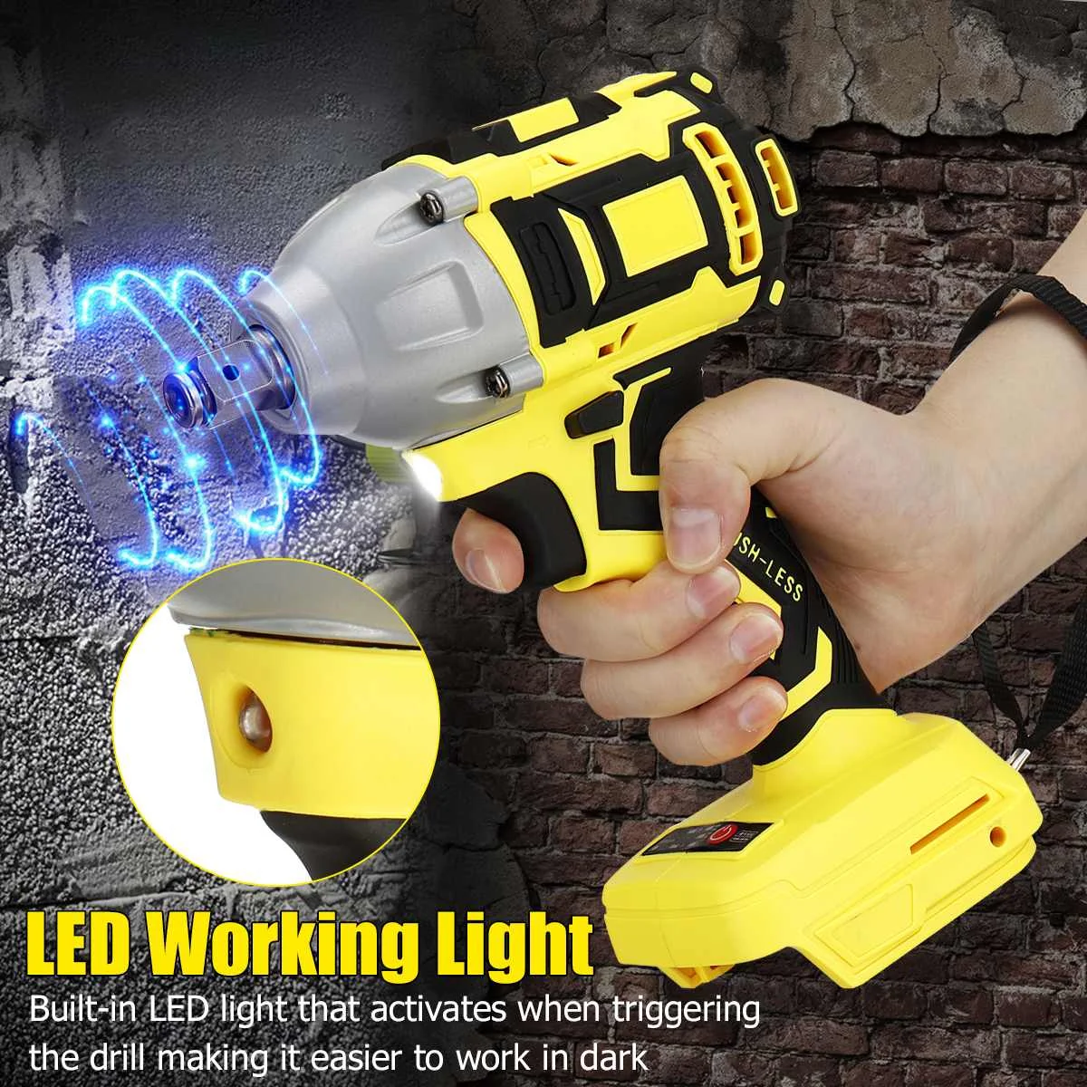 18V Brushless Impact Electric Wrench Rechargeable 1/2 Socket Wrench Cordless Hand Drill Handheld Power Tools for Makita Battery
18V Brushless Impact Electric Wrench Rechargeable 1/2 Socket Wrench Cordless Hand Drill Handheld Power Tools for Makita Battery