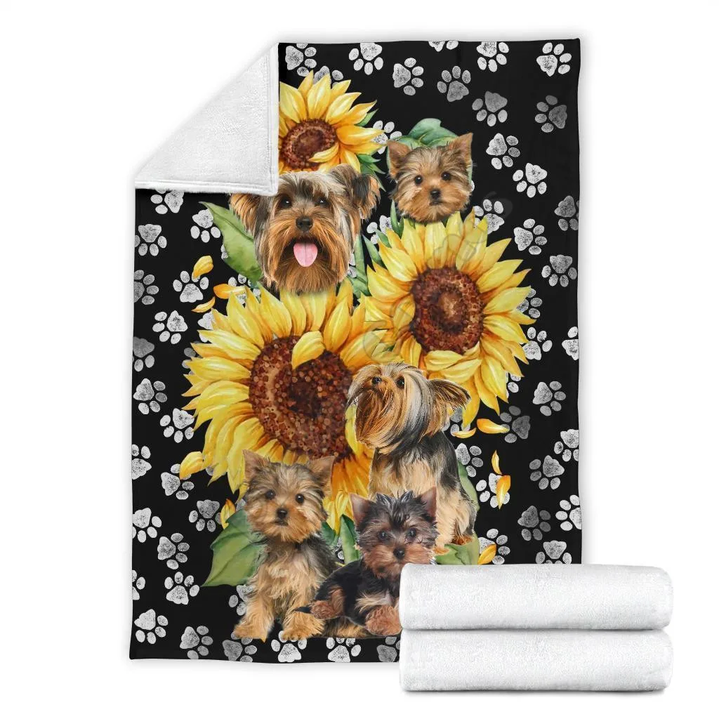 Sunflower yorkshire dog fleece blanket 3D Printed Blanket Adults/kids Sherpa Blanket 
Sunflower yorkshire dog fleece blanket 3D Printed Blanket Adults/kids Sherpa Blanket
