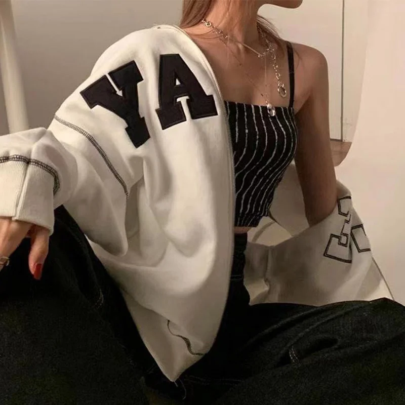 2021 Autumn Women Retro Letters Print Jacket Coat Zip Up Sweatshirt Female Korean Fashion Hip Hop Streetwear Hoodies
2021 Autumn Women Retro Letters Print Jacket Coat Zip Up Sweatshirt Female Korean Fashion Hip Hop Streetwear Hoodies