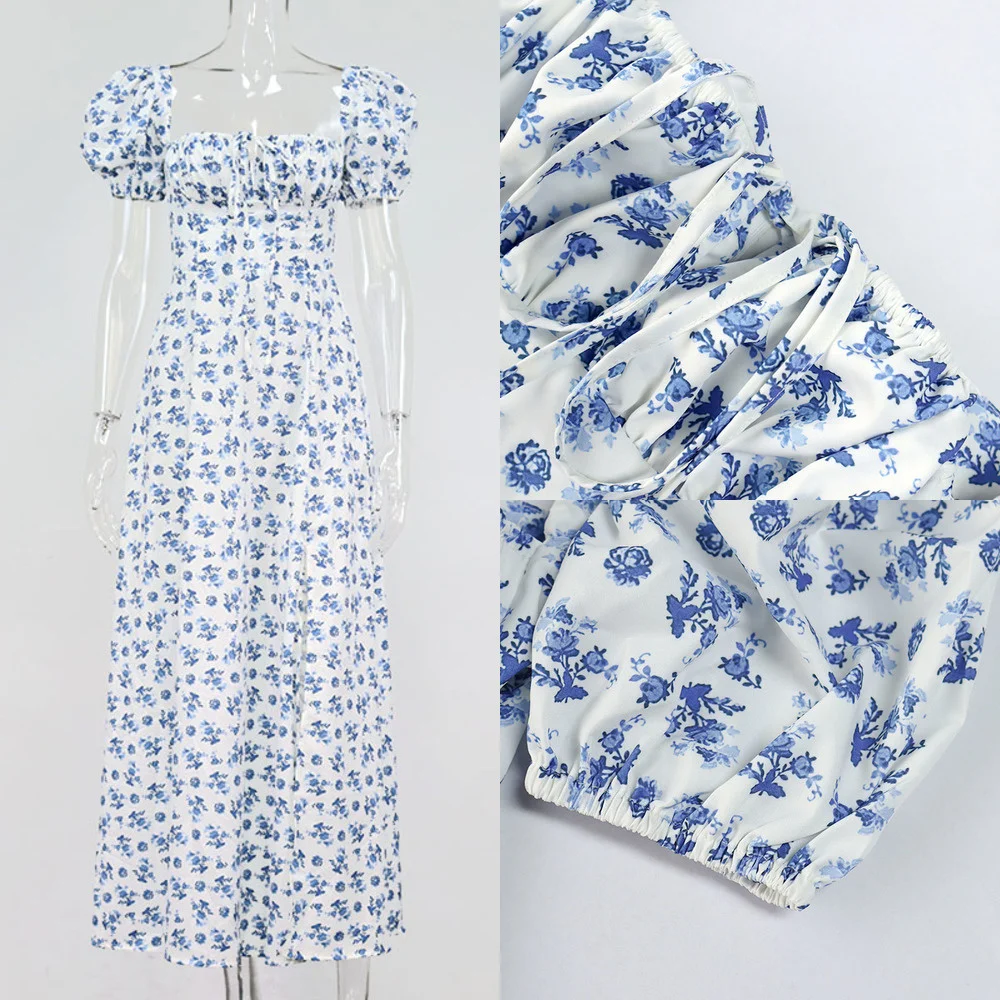 Floral Print Puff Sleeve Summer Dress Women Prairie Chic Drawstring Long Dresses Elegant Backless High Slit Sexy Dress
Floral Print Puff Sleeve Summer Dress Women Prairie Chic Drawstring Long Dresses Elegant Backless High Slit Sexy Dress