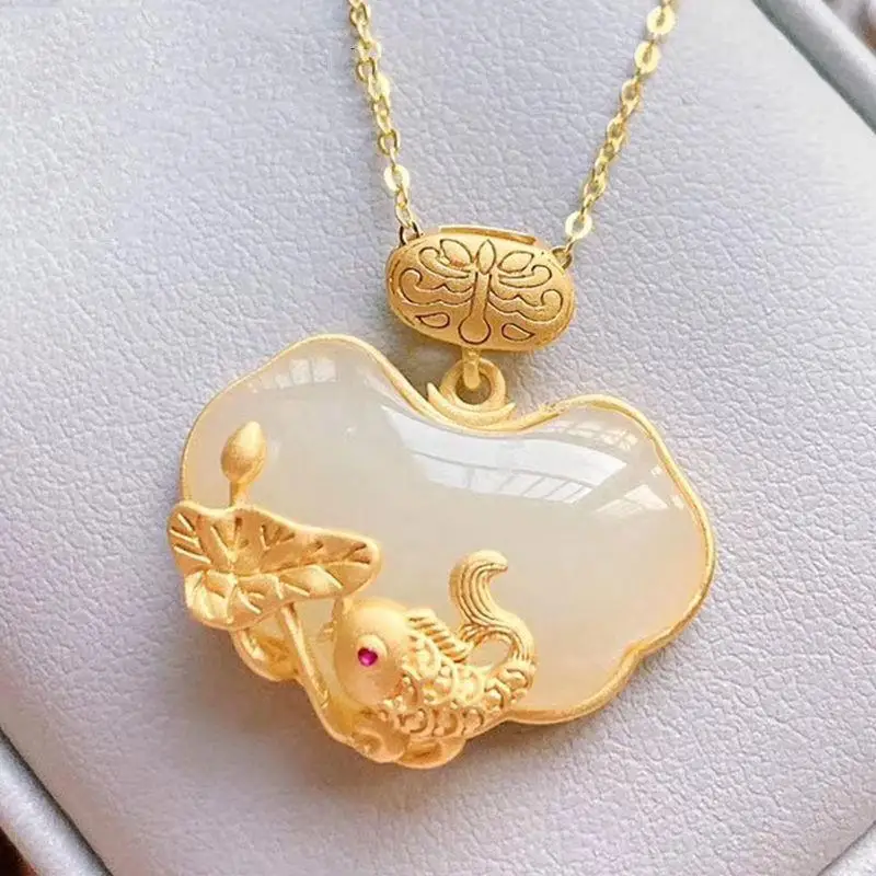 Natural Hetian Jade Carp Lotus Pendant Female Vintage Accessories Year Fish Hetian Jade S925 Silver Necklace Female
Natural Hetian Jade Carp Lotus Pendant Female Vintage Accessories Year Fish Hetian Jade S925 Silver Necklace Female