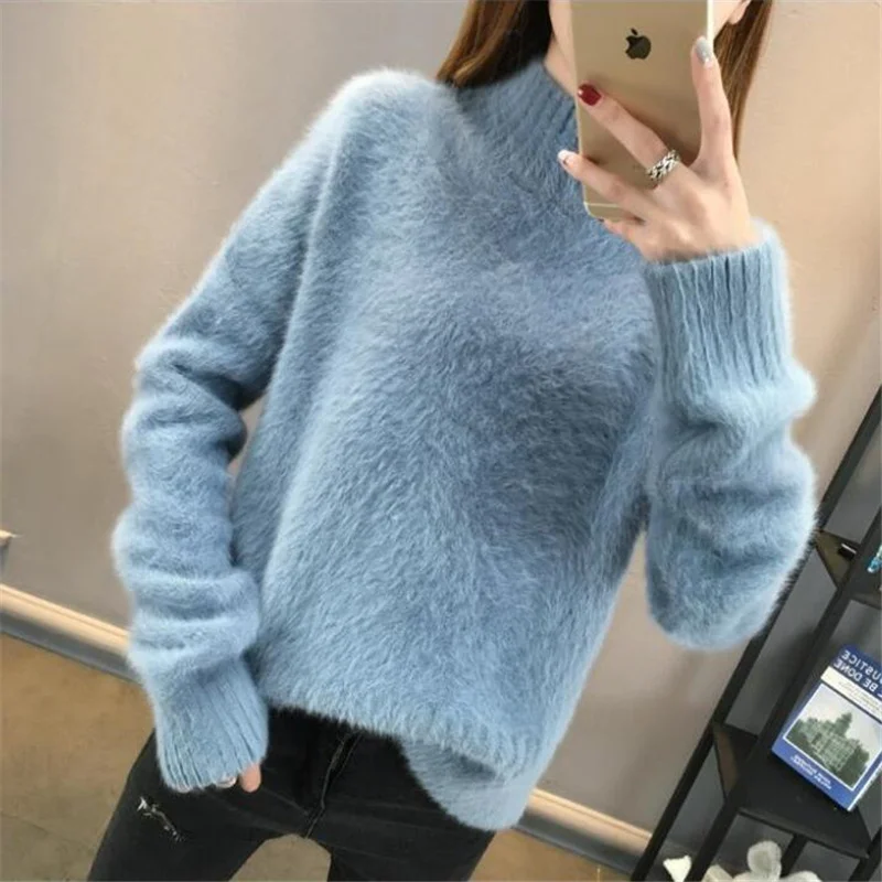 Thick Winter Sweater For Women Warm White Turtleneck Fluffy Women's Jumper Imitation Mink fleece Pull Soft Basic Female Sweater
Thick Winter Sweater For Women Warm White Turtleneck Fluffy Women's Jumper Imitation Mink fleece Pull Soft Basic Female Sweater