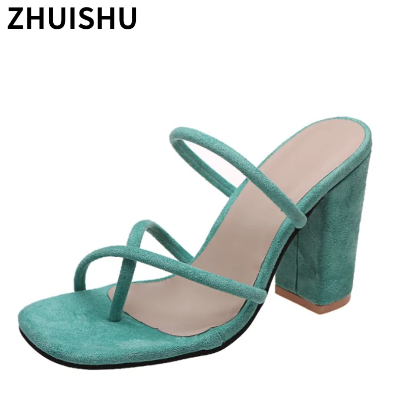 2021 Summer New Women's Gladiator Square High Heels Sandals Flock Mules Slippers Clip Toe Sandalis Mujer Heightening Slippers
2021 Summer New Women's Gladiator Square High Heels Sandals Flock Mules Slippers Clip Toe Sandalis Mujer Heightening Slippers