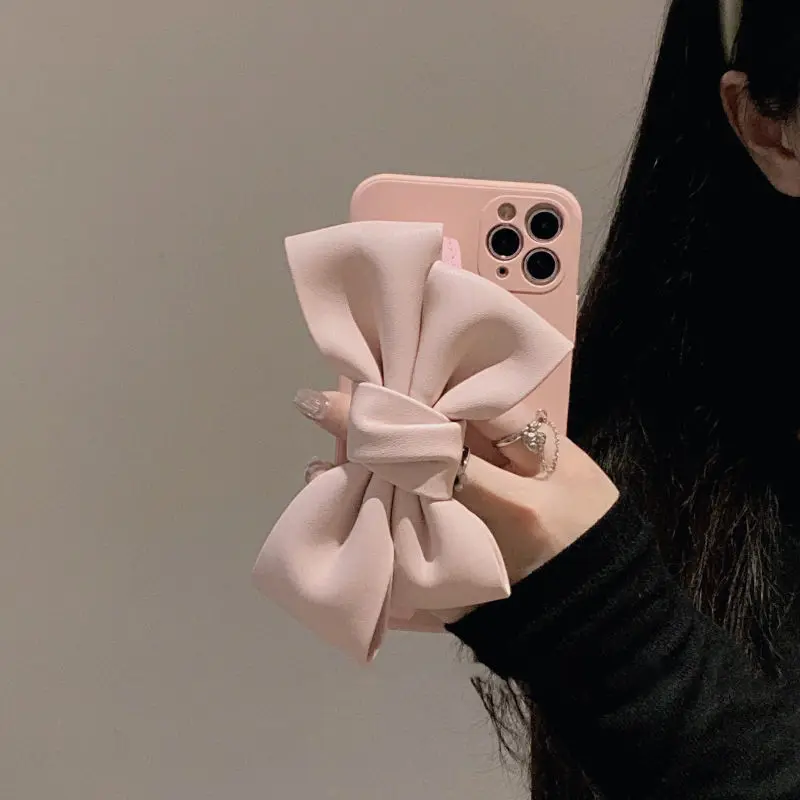 3D милый кожаный чехол с бантом на запястье подставкой силиконовый для телефона
